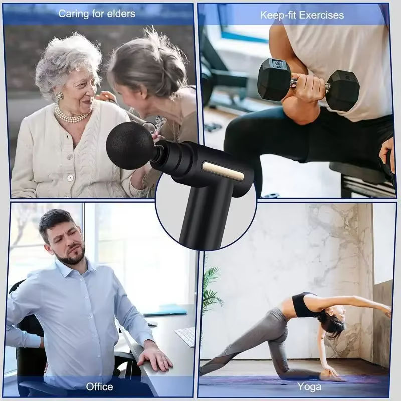 4 Head Massage Gun – Portable Deep Tissue Percussion Massager with 6 Speeds